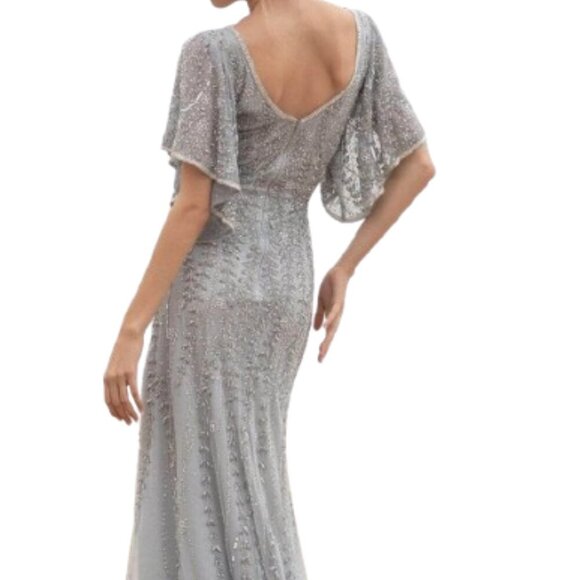 NWT Primavera Couture 3681 Bell sleeves Formal Gowns Platinum Size 24 - Picture 3 of 6